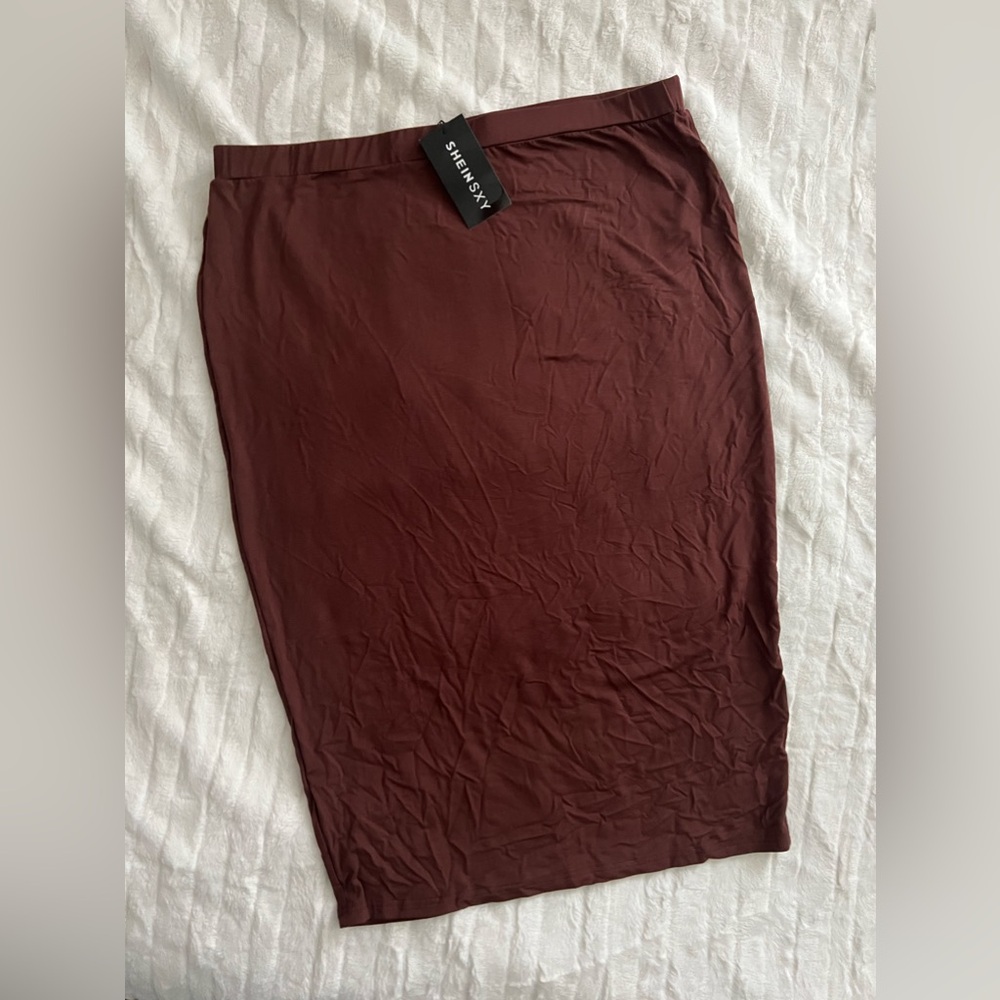 Chocolate Brown Tshirt Pencil Skirt